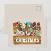 Waterverf Kerstmis boerderijdieren Feestdagenkaart (Voorkant / Achterkant)