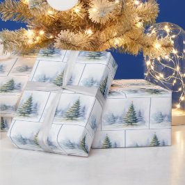 Waterverf Kerstmis Bos Scène Cadeaupapier