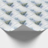 Waterverf Kerstmis Bos Scène Cadeaupapier (Hoek)