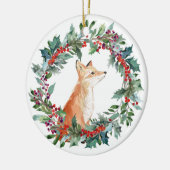 Waterverf Kerstmis Bosvos Keramisch Ornament (Links)