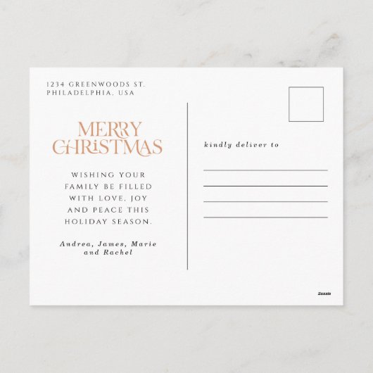 Waterverf Kerstmis Botanisch gebladerte één foto Feestdagenkaart (Achterkant)