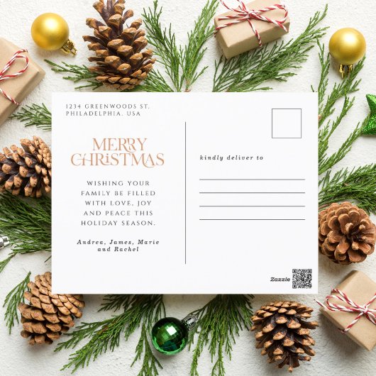 Waterverf Kerstmis Botanisch gebladerte één foto Feestdagenkaart