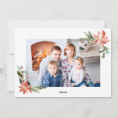 Waterverf Kerstmis Botanische Poinsettia 2 Foto Feestdagenkaart (Achterkant)