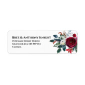 Waterverf Kerstmis Bouquet Return Address Label (Voorkant)
