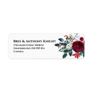 Waterverf Kerstmis Bouquet Return Address Label