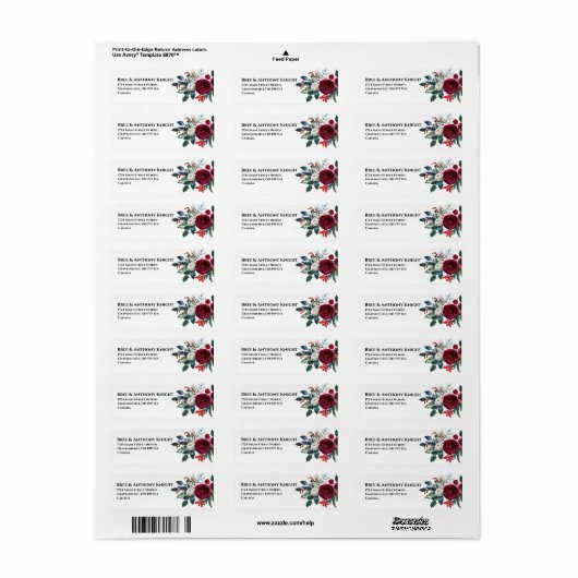 Waterverf Kerstmis Bouquet Return Address Label (Full Sheet)