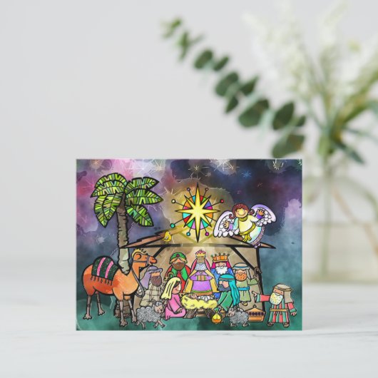 Waterverf kerstmis briefkaart (Staand voorkant)