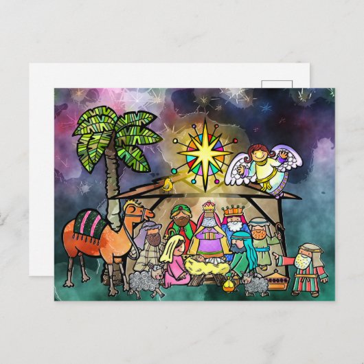 Waterverf kerstmis briefkaart (Voorkant / Achterkant)