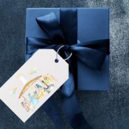 Waterverf kerstmis cadeaulabel