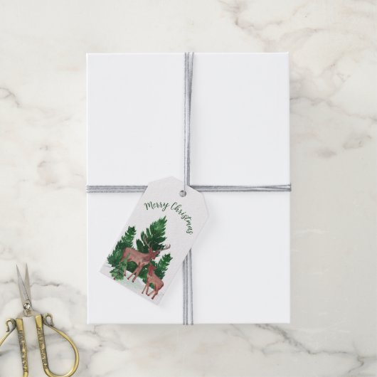 Waterverf kerstmis cadeaulabel (Met Touw)