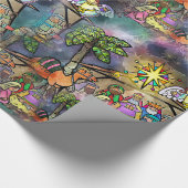 Waterverf kerstmis cadeaupapier (Hoek)