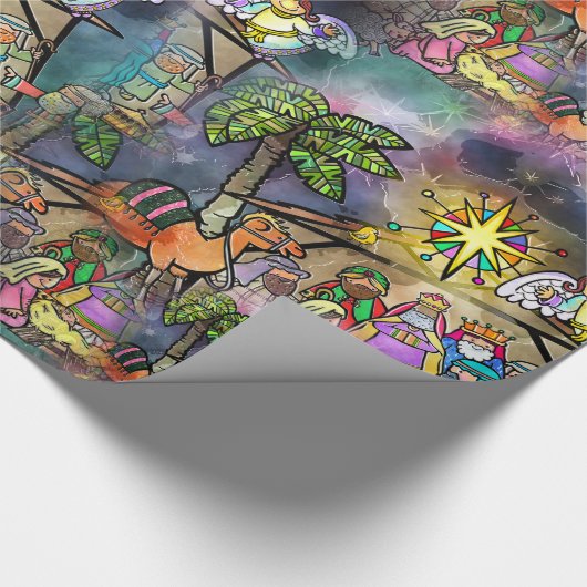 Waterverf kerstmis cadeaupapier (Hoek)