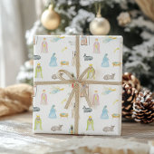 Waterverf kerstmis cadeaupapier