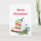Waterverf Kerstmis Cake Kaart (Voorkant)