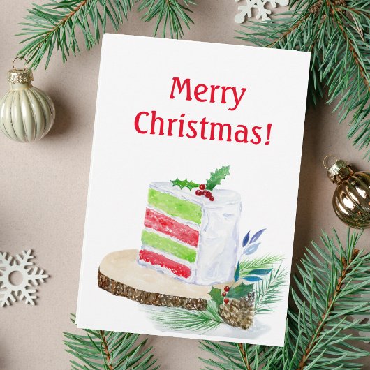 Waterverf Kerstmis Cake Kaart