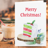Waterverf Kerstmis Cake Kaart