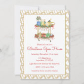 Waterverf Kerstmis Champagne Bar Winkelwagen Party Kaart (Voorkant)