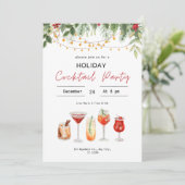 Waterverf Kerstmis Cocktail Kerstmis Drinken Kaart (Staand voorkant)