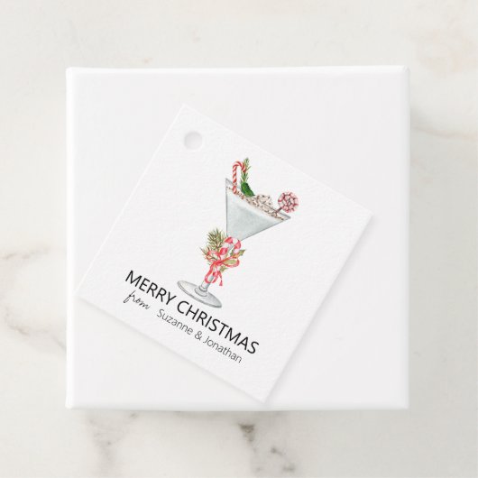 Waterverf Kerstmis Cocktail Martini Bedankjes Labels (In situ)