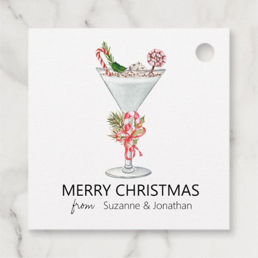 Waterverf Kerstmis Cocktail Martini Bedankjes Labels (Achterkant)