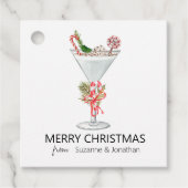 Waterverf Kerstmis Cocktail Martini Bedankjes Labels (Voorkant)