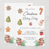 Waterverf Kerstmis Cookie Baking Party Kaart (Voorkant / Achterkant)