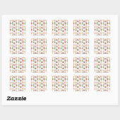 Waterverf Kerstmis Cupcake Patroon Vierkante Sticker (Vel)