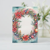 Waterverf Kerstmis Dank u kaart krans (Staand voorkant)