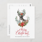 Waterverf kerstmis Deer Corporate Greeting Briefkaart (Voorkant / Achterkant)