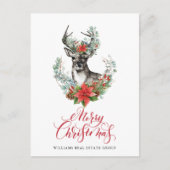 Waterverf kerstmis Deer Corporate Greeting Briefkaart (Voorkant)
