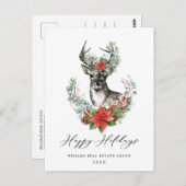 Waterverf kerstmis Deer Corporate Greeting Briefkaart (Voorkant / Achterkant)