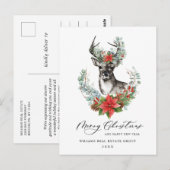 Waterverf kerstmis Deer Corporate Greeting Briefkaart (Voorkant / Achterkant)