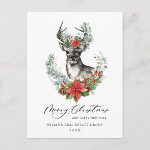Waterverf kerstmis Deer Corporate Greeting Briefkaart