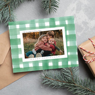 Waterverf Kerstmis Familie Foto Vakantie Kaart