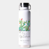 Waterverf kerstmis Feliz Navidad Cactus Waterfles (Achterkant)