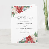 Waterverf Kerstmis Floral Winter Wedding Booklet Programma (Voorkant)