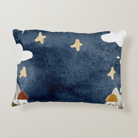 Waterverf Kerstmis Geboorte Accent Kussen (Achterkant)