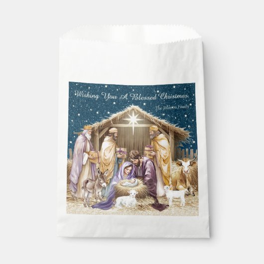 Waterverf Kerstmis Geboorte Bedankzakje (Voorkant)