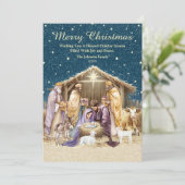 Waterverf Kerstmis Geboorte Feestdagenkaart (Staand voorkant)