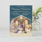 Waterverf Kerstmis Geboorte Kaart (Staand voorkant)