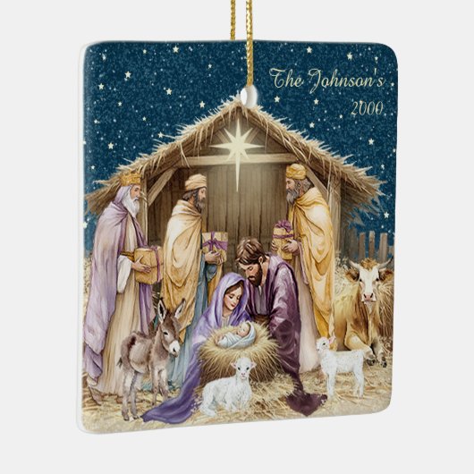 Waterverf Kerstmis Geboorte Keramisch Ornament (Rechts)