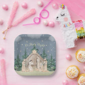 Waterverf Kerstmis Geboorte Papieren Bordje (Feest)