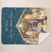Waterverf Kerstmis Geboorte Sherpa Deken (Voorkant (horizontaal))