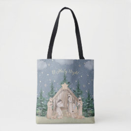 Waterverf Kerstmis Geboorte Tote Bag