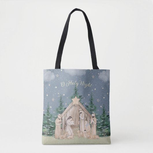 Waterverf Kerstmis Geboorte Tote Bag (Voorkant)