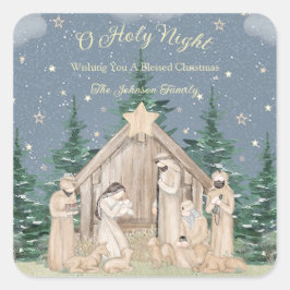 Waterverf Kerstmis Geboorte Vierkante Sticker