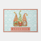 Waterverf Kerstmis Gnome Trio Familienaam Deurmat (Voorkant)
