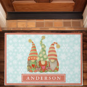 Waterverf Kerstmis Gnome Trio Familienaam Deurmat