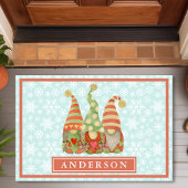Waterverf Kerstmis Gnome Trio Familienaam Deurmat