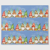 Waterverf Kerstmis Gnomes Elves Cadeaupapier (Vlak)